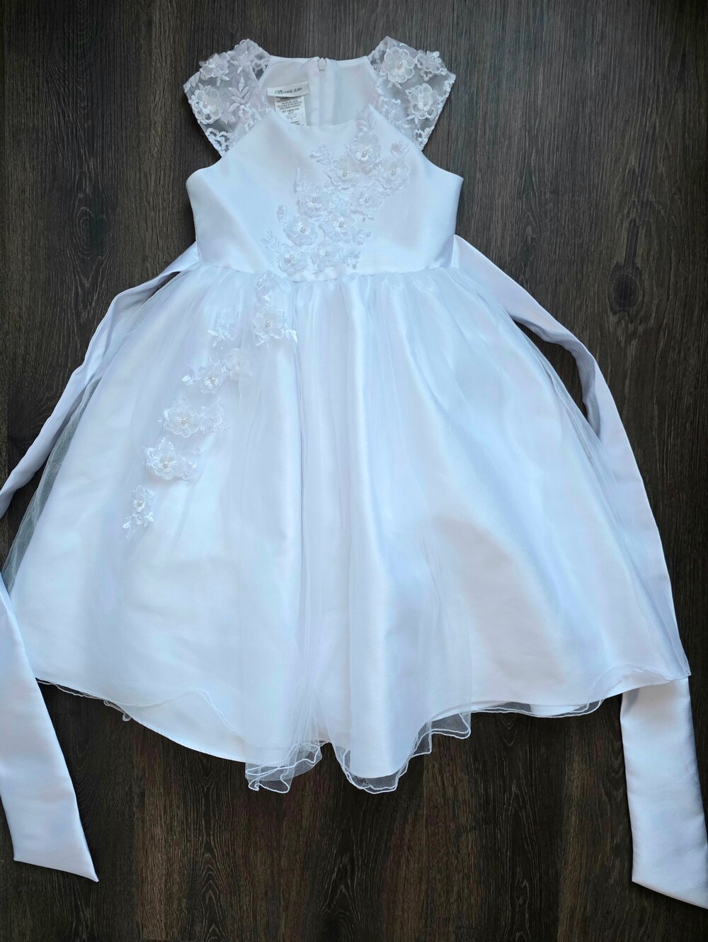Bonnie Jean white flower lace applique dress
